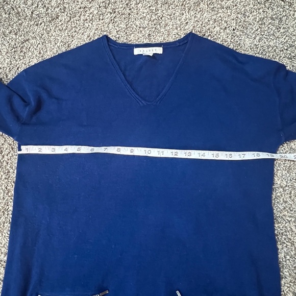 RALSEY BLUE SWEATER VNECK LONG SLEEVES ZIPPER FLAT POCKETS STRETCH SIZE MEDIUM - Picture 5 of 6